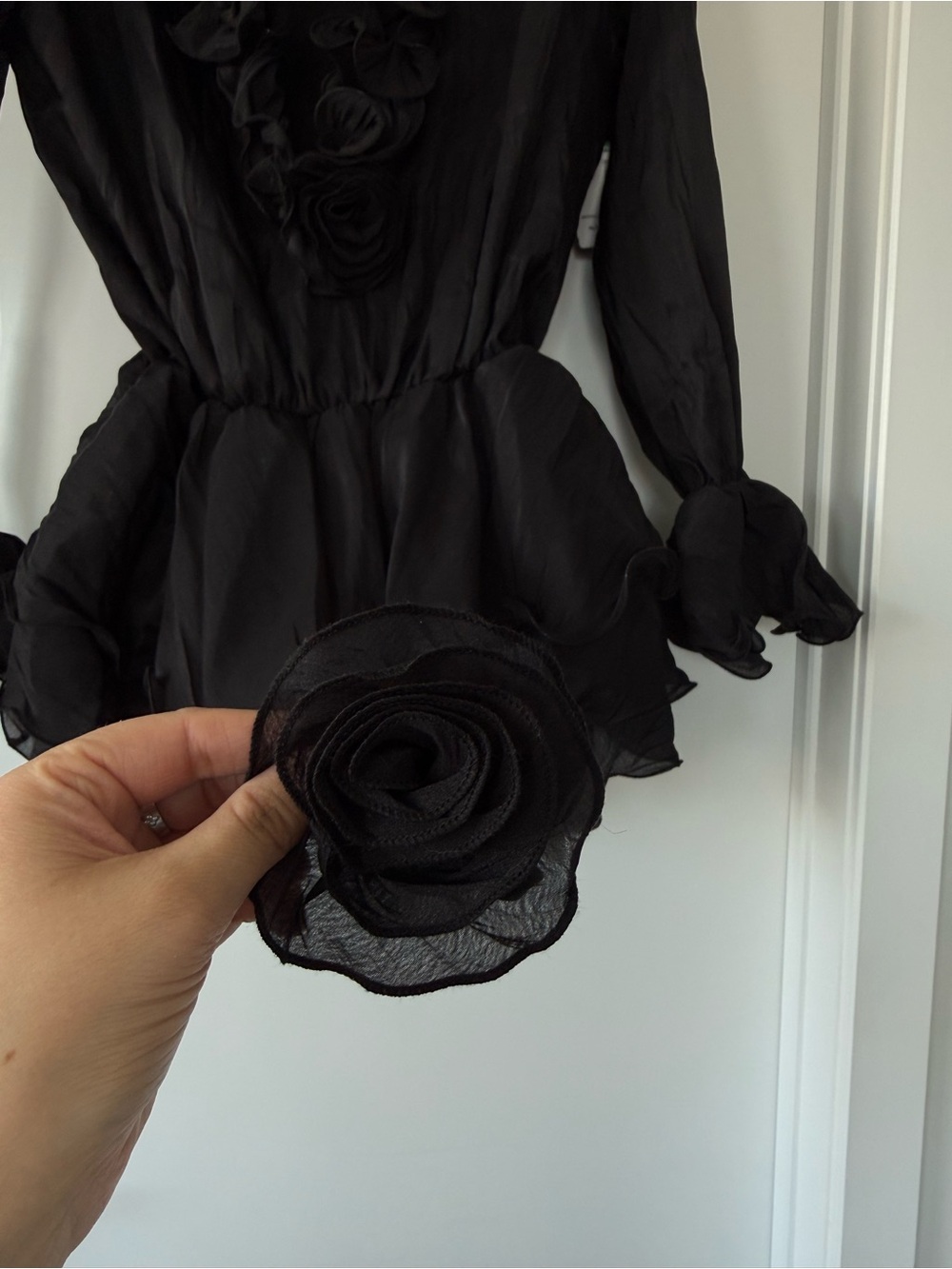 Simons Black RuffleV-Neck MINI DRESS - Picture 4 of 4